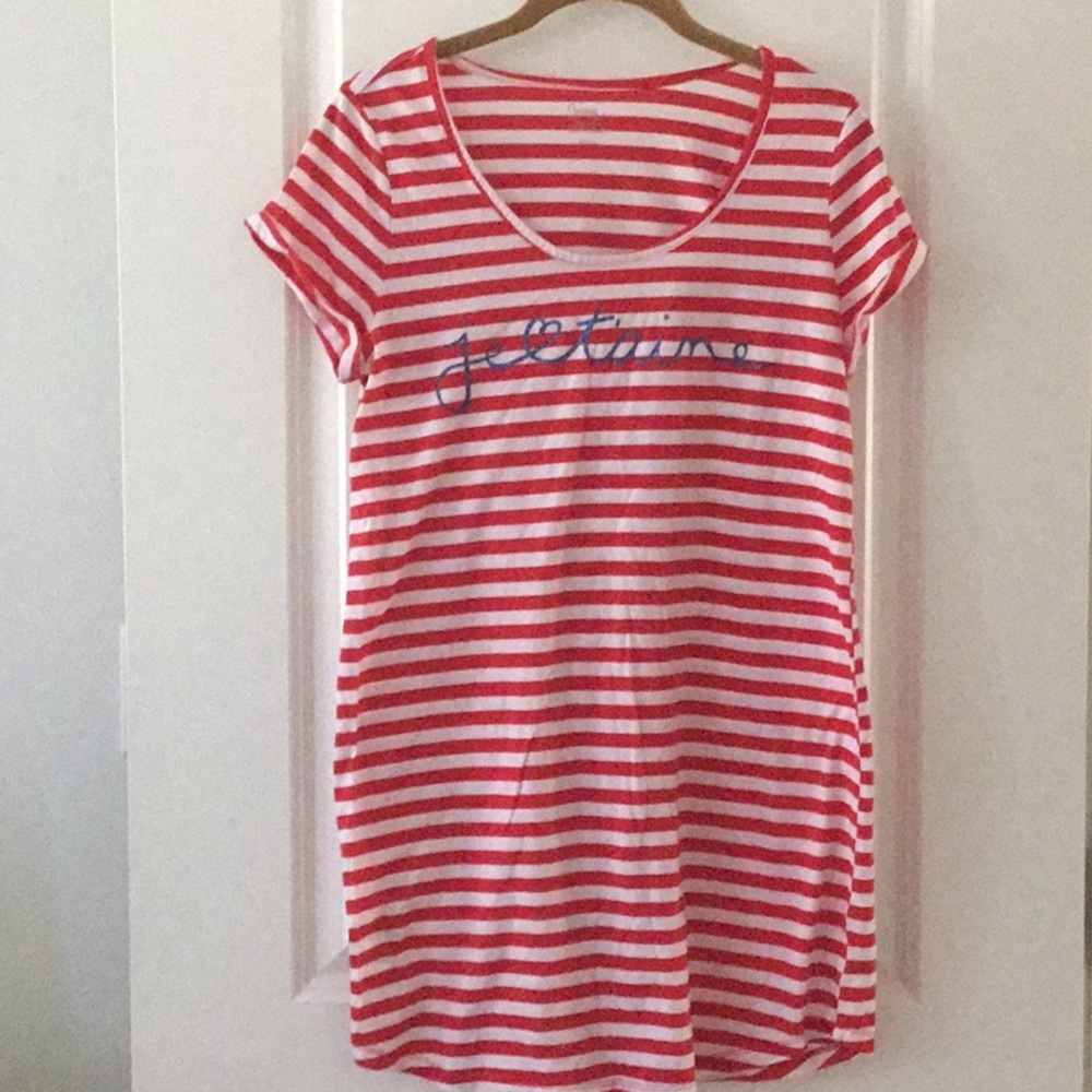 Bump in the Night Maternity Sleep Shirt “Jetaime” Red White & Blue Sz Small